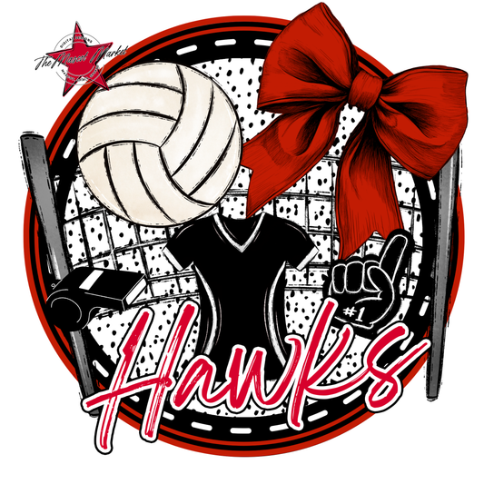 Hawks Circle Volleyball Design-Red
