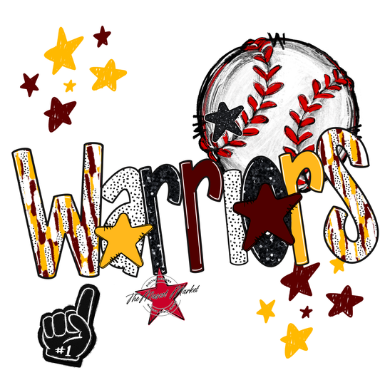Warriors Baseball Scrape-Maroon-Yellow