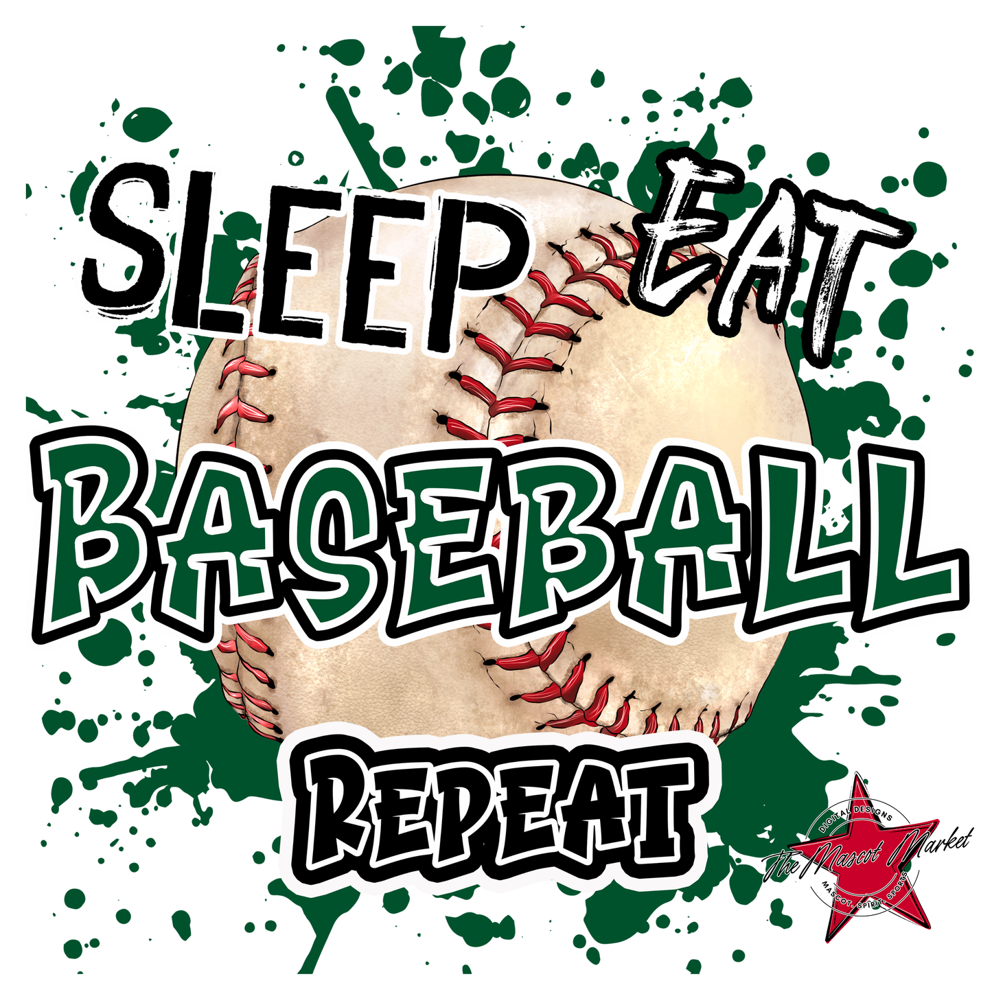 Eat Sleep Baseball Repeat Design-Green