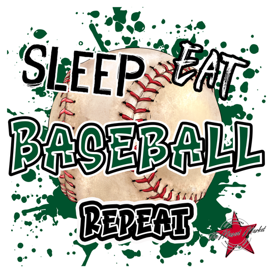 Eat Sleep Baseball Repeat Design-Green