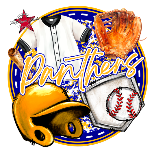 Panthers Circle Baseball Design-Blue-Yellow