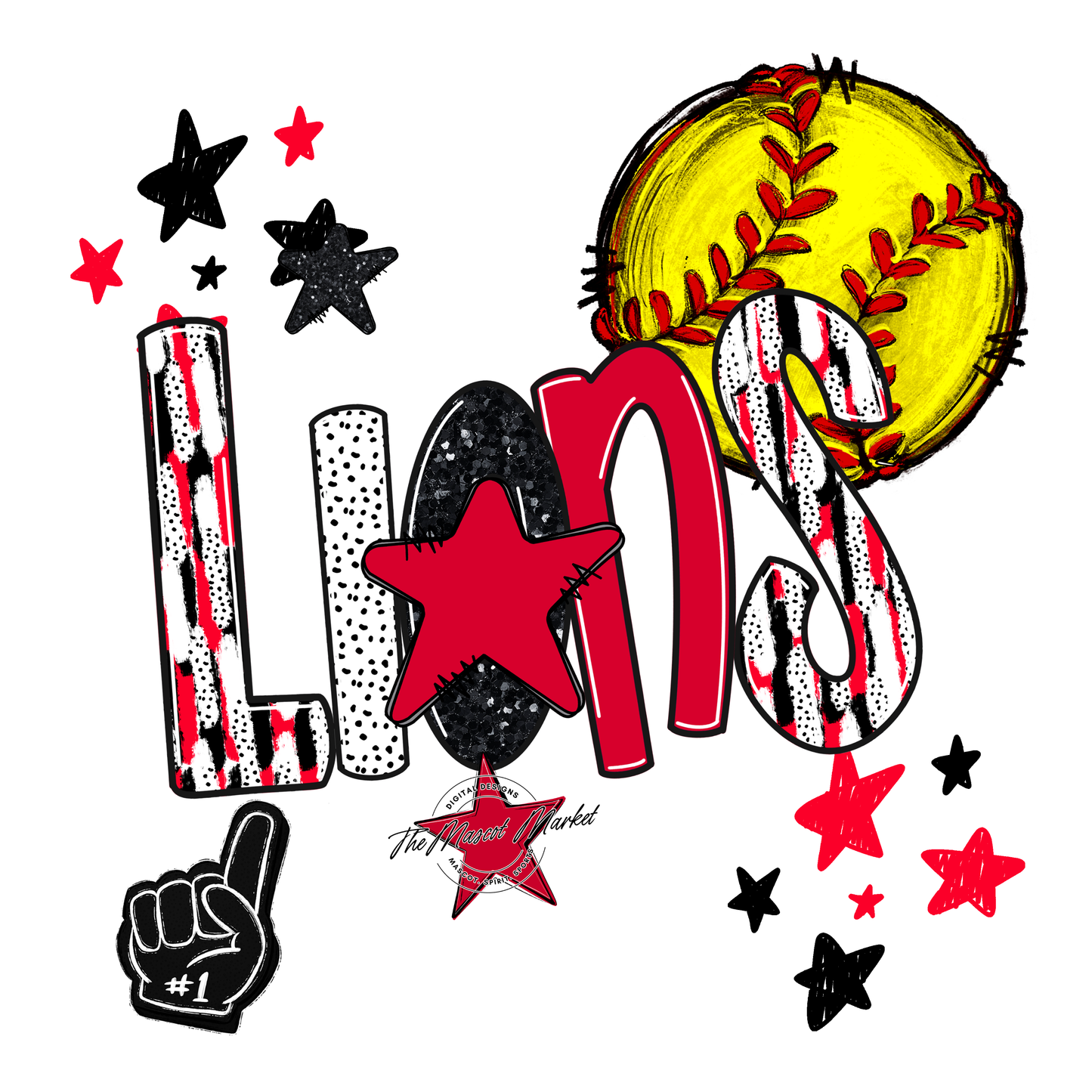 Lions Softball Scrape-Red