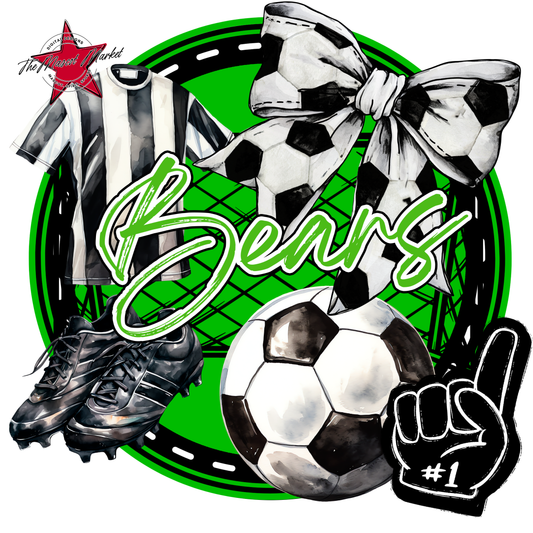 Bears Circle Soccer Design-Bright Green