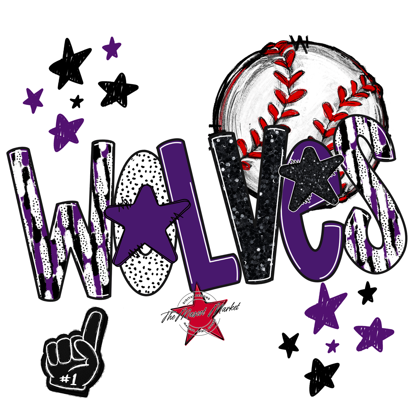 Wolves Baseball Scrape-Purple