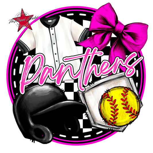Panthers Circle Softball Design-Pink