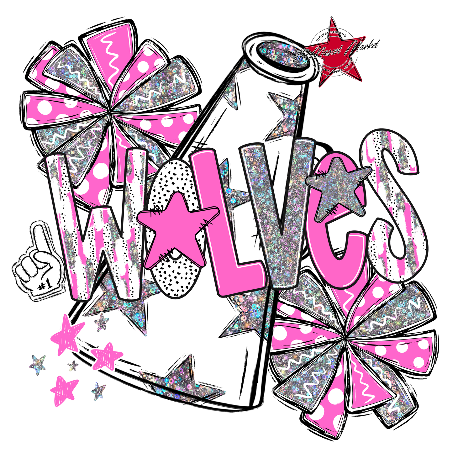 Wolves Cheer Megaphone Scrape-Baby Pink