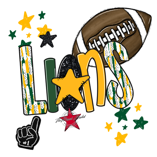 Lions Football Scrape-Green-Yellow