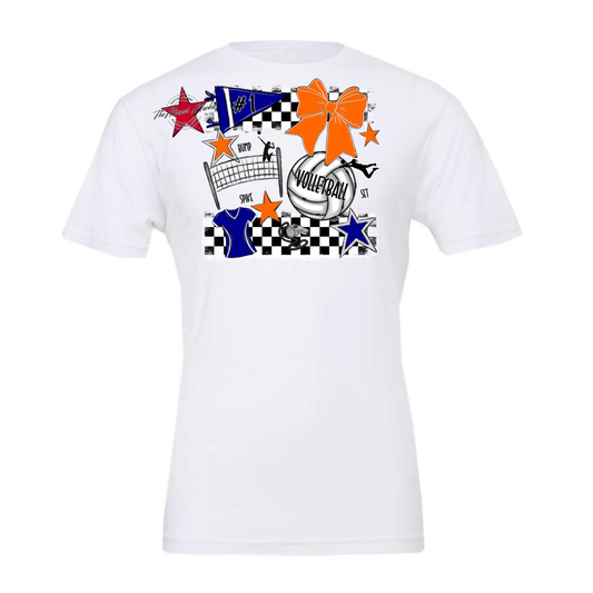 Volleyball Checkers Spirit Design-Blue-Orange