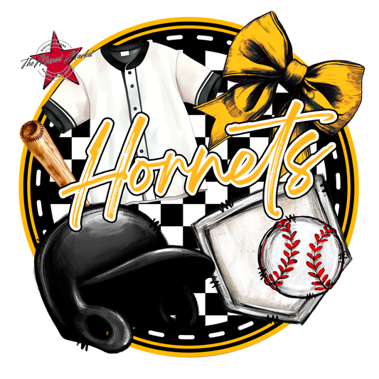 Hornets Circle Baseball Design-Yellow