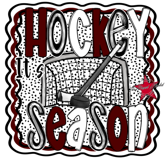 It's Hockey Season Dot Design-Maroon