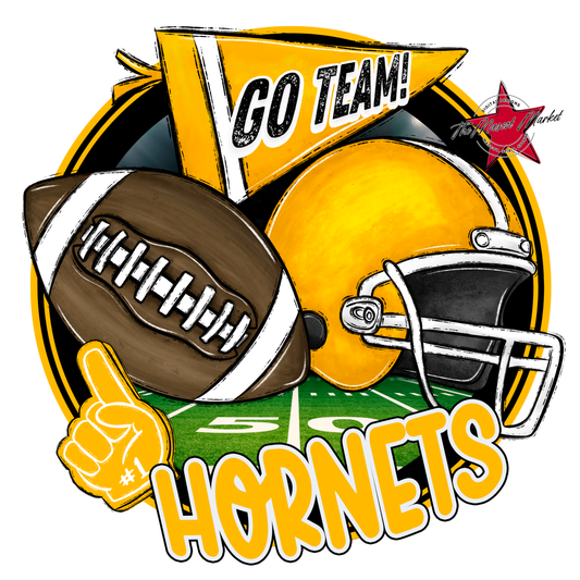 Hornets Circle Football Design-Yellow