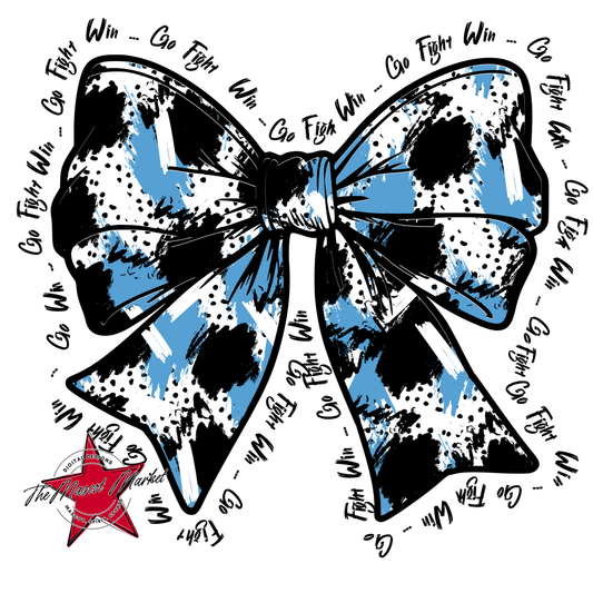 Go, Fight, Win, Splatter Bow Design-Carolina Blue