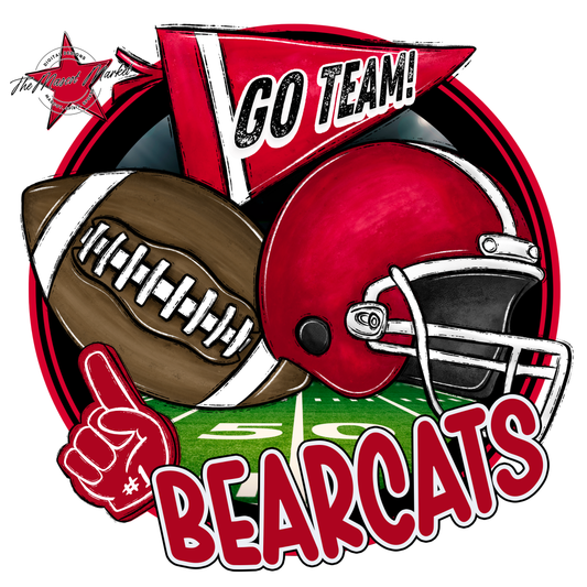 Bearcats Circle Football Design-Red