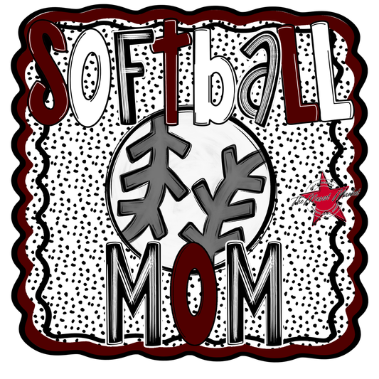 Softball Mom Dot Designn-Maroon