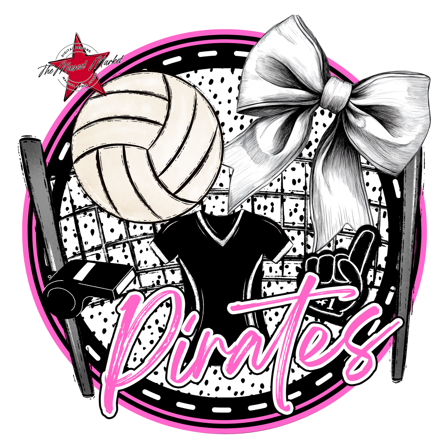 Pirates Circle Volleyball Design-Baby Pink