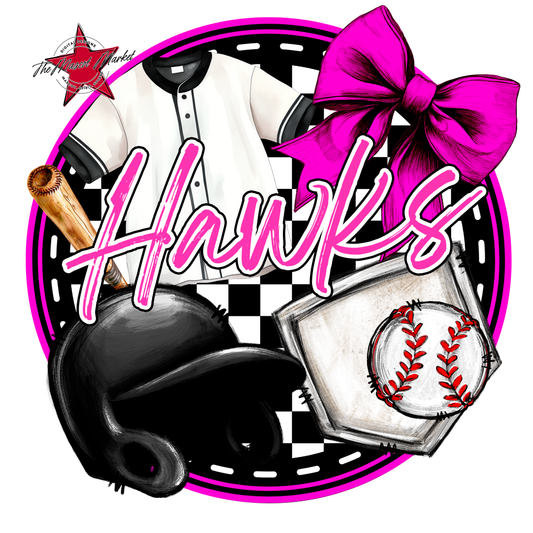 Hawks Circle Baseball Design-Pink