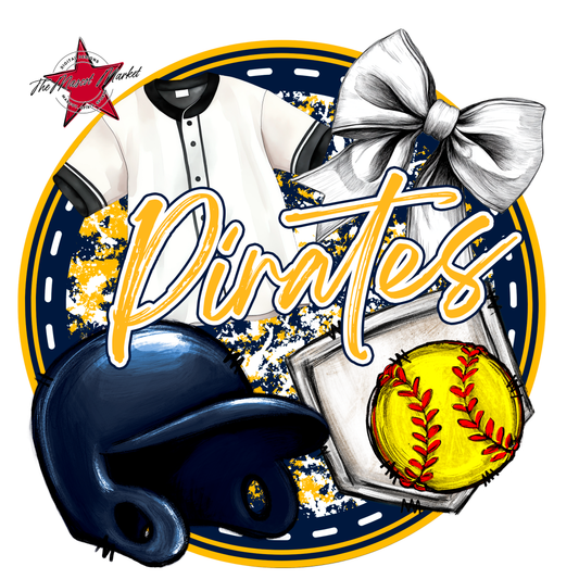 Pirates Circle Softball Design-Navy-Yellow