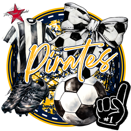 Pirates Circle Soccer Design-Navy-Yellow