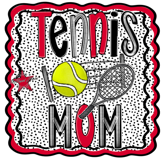 Tennis Mom Dot Design-Red
