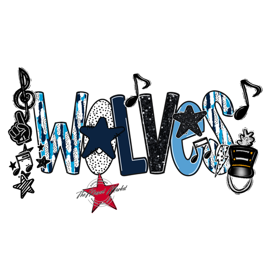 Wolves Band Scrape-Navy-Carolina Blue