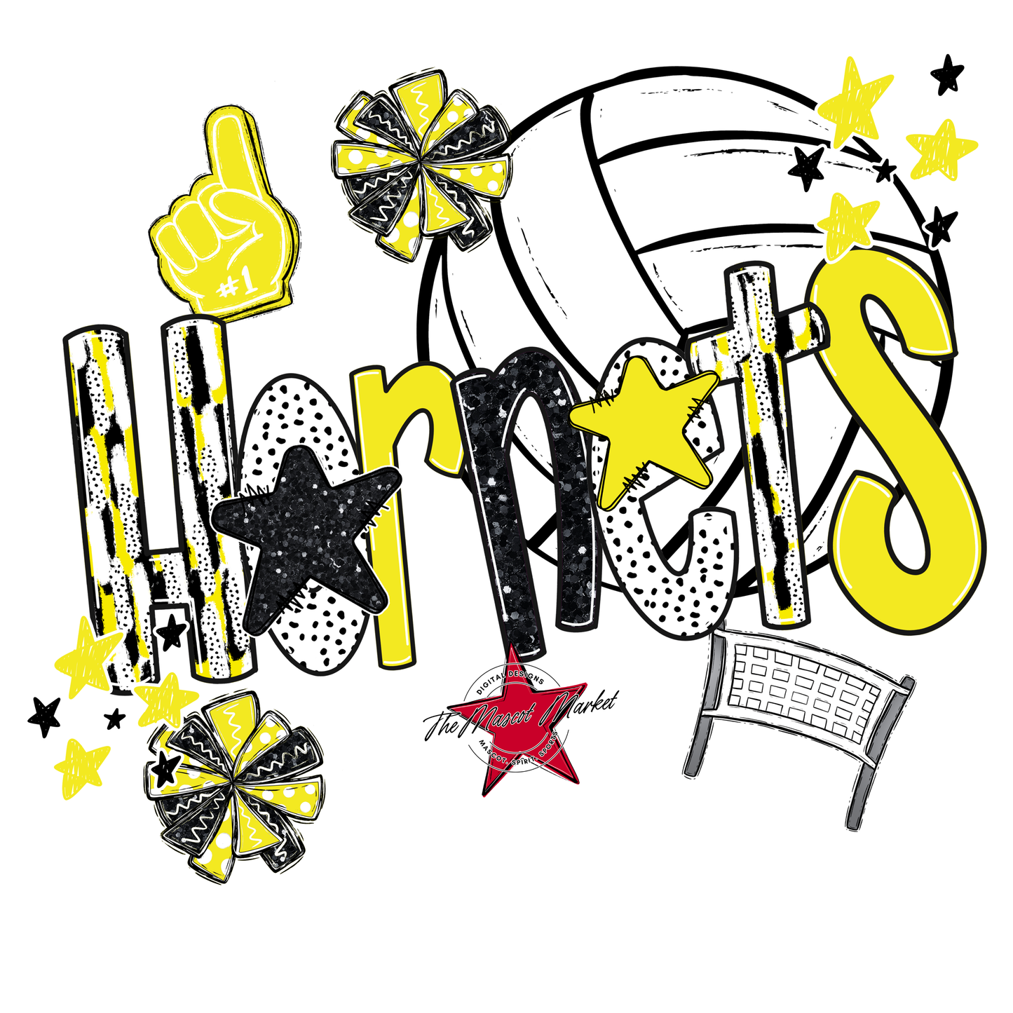 Hornets Volleyball Scrape-Bright Yellow