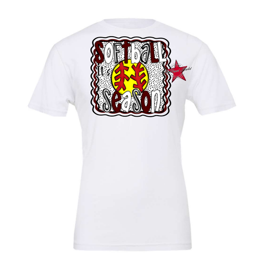 It's Softball Season Dot Design-Maroon