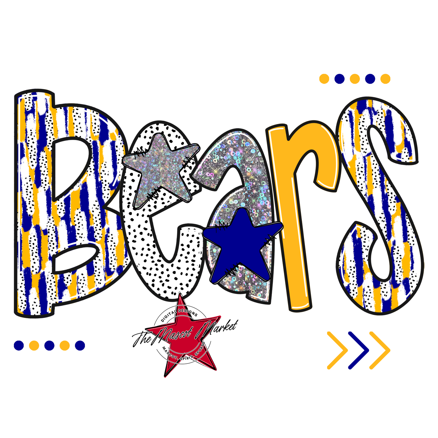 Bears Brushstroke Alpha Design-Blue-Yellow