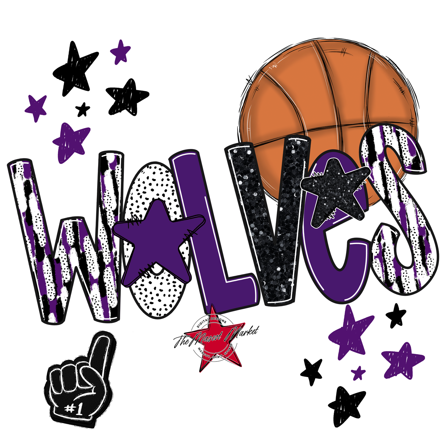 Wolves Basketball Scrape-Purple