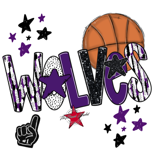 Wolves Basketball Scrape-Purple