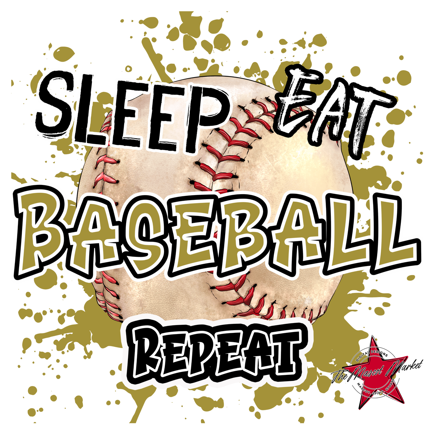 Eat Sleep Baseball Repeat Design-Gold