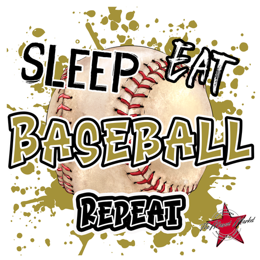 Eat Sleep Baseball Repeat Design-Gold