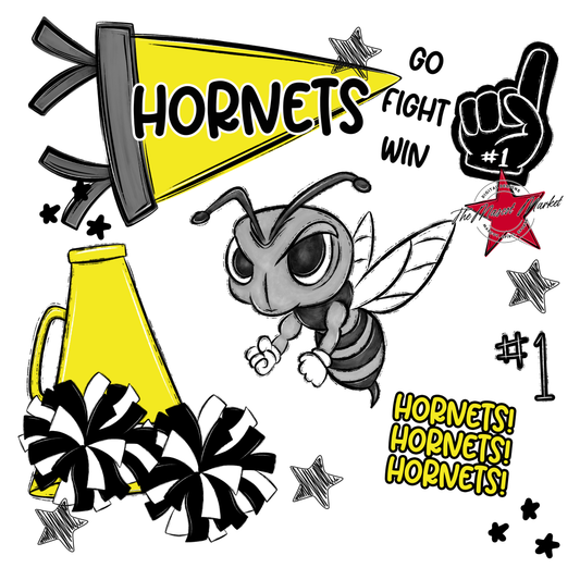 Hornets Mixed Mascot Spirit Design-Bright Yellow