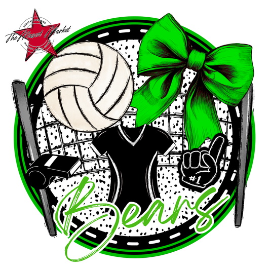 Bears Circle Volleyball Design-Bright Green