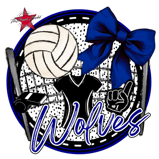 Wolves Circle Volleyball Design-Blue
