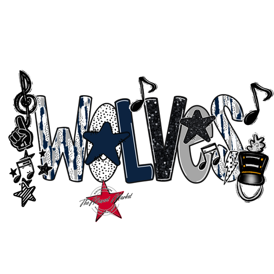 Wolves Band Scrape-Navy-Grey