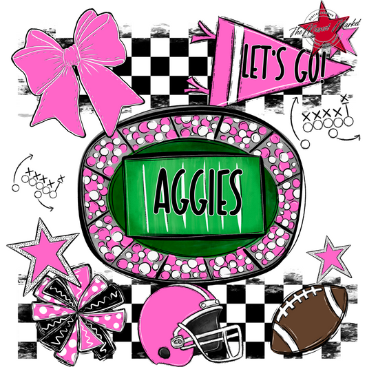 Aggies Checker Spirit Design-Baby Pink