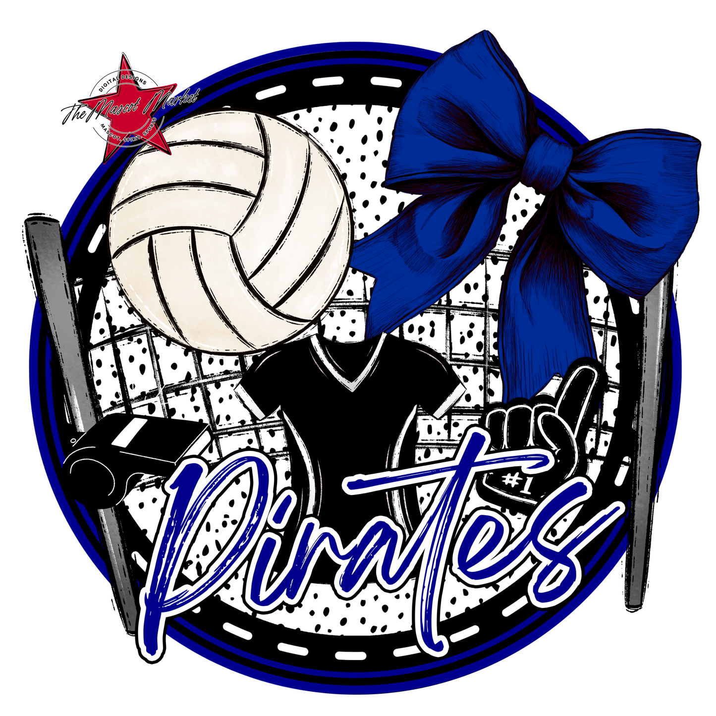Pirates Circle Volleyball Design-Blue