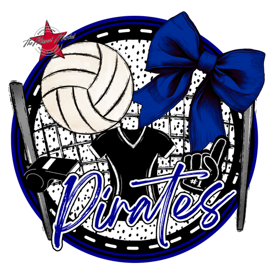 Pirates Circle Volleyball Design-Blue