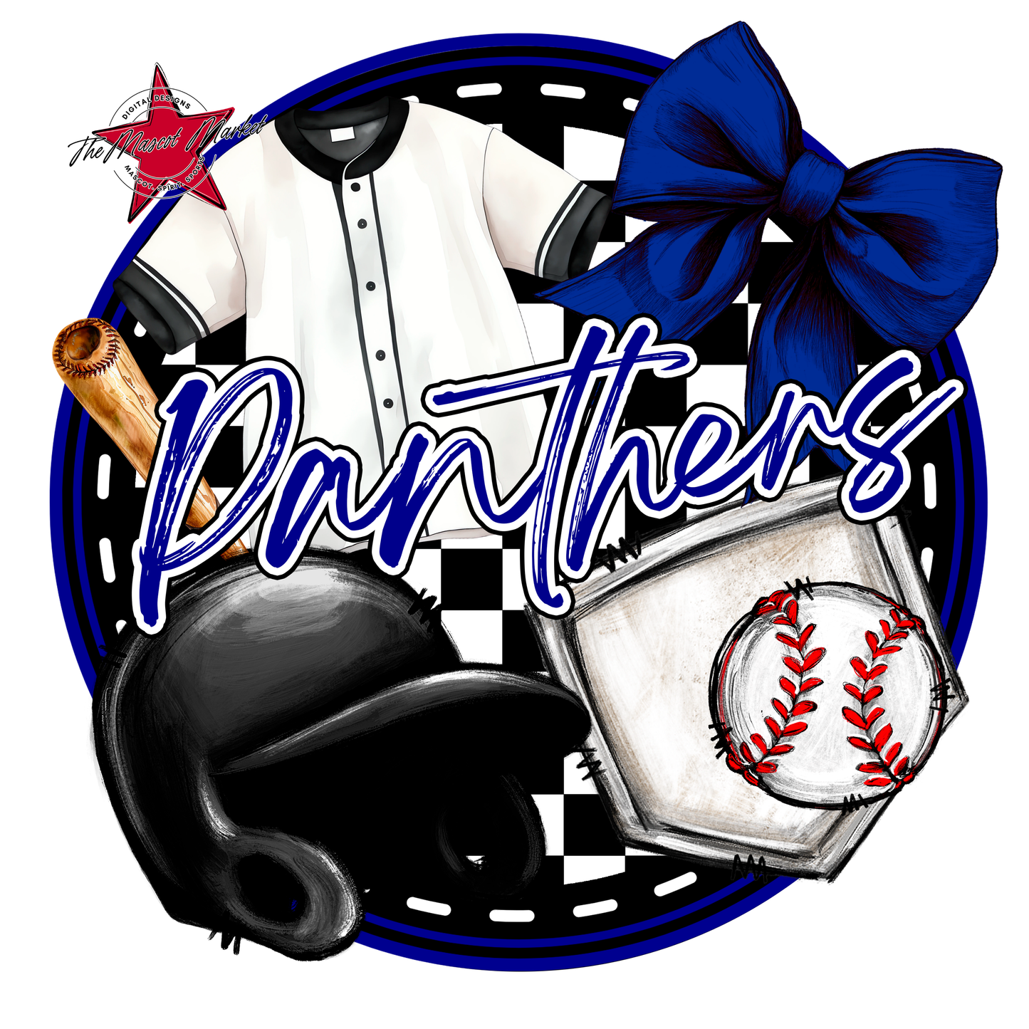 Panthers Circle Baseball Design-Blue