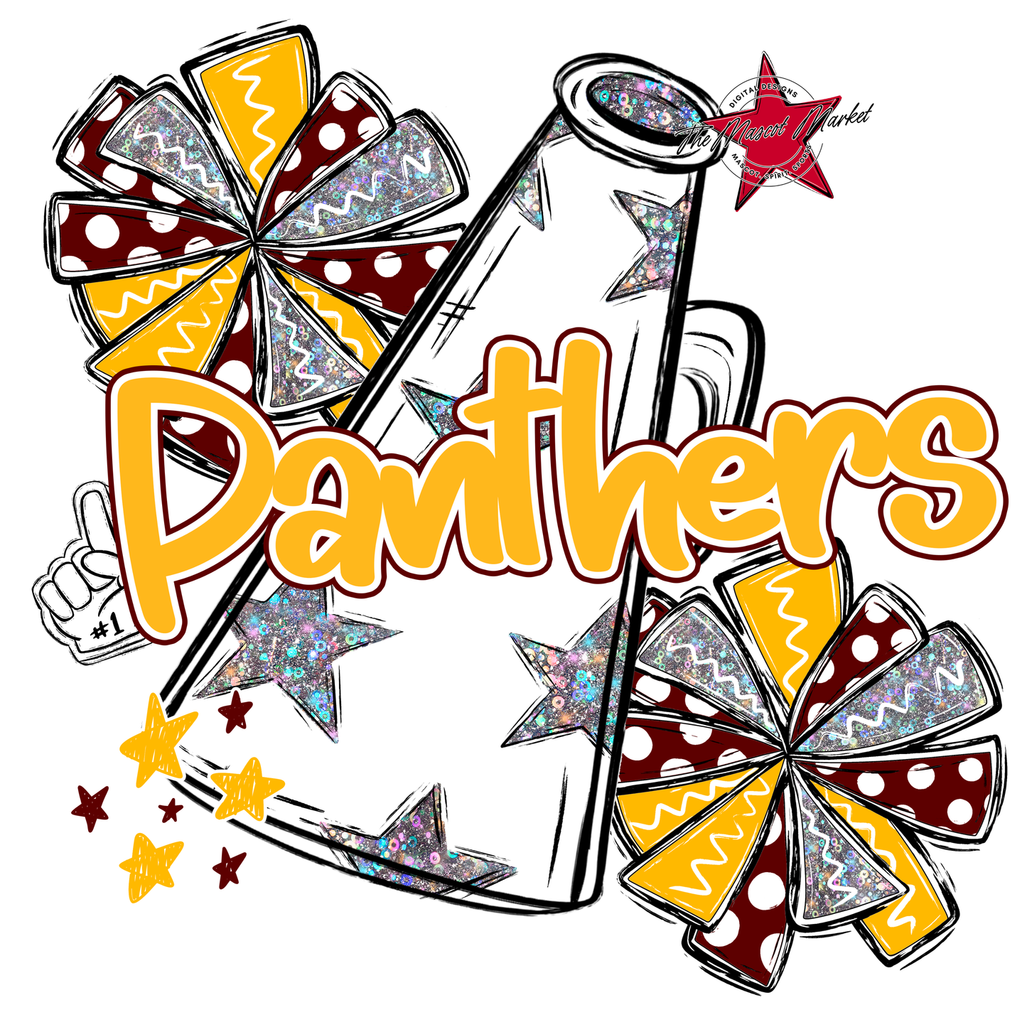 Panthers Alpha Megaphone Design-Maroon-Yellow