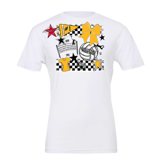 Volleyball Checkers Spirit Design-Yellow