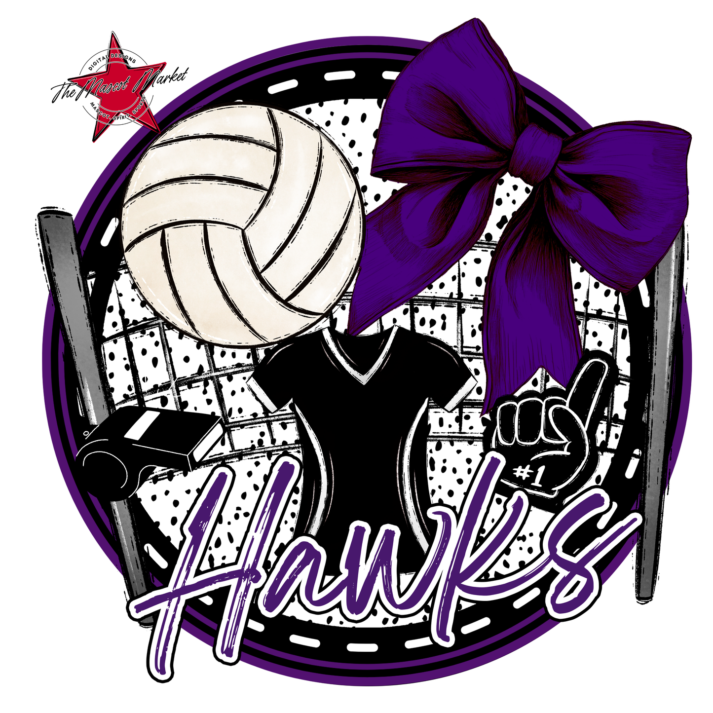 Hawks Circle Volleyball Design-Purple
