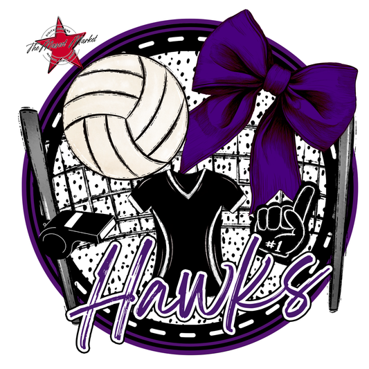 Hawks Circle Volleyball Design-Purple