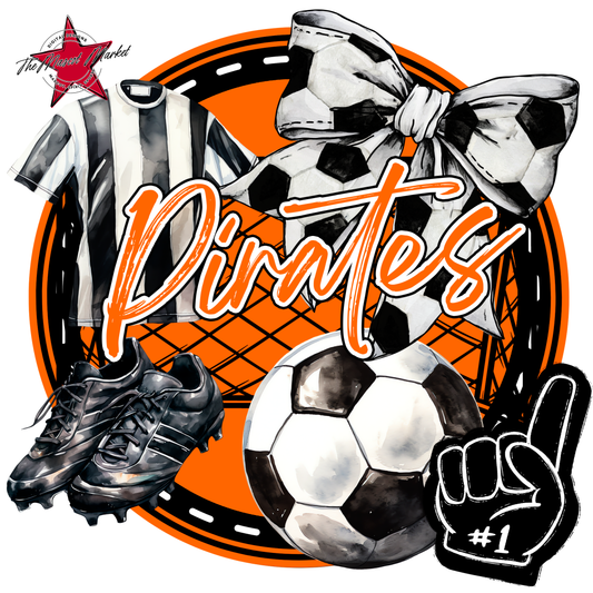 Pirates Circle Soccer Design-Orange