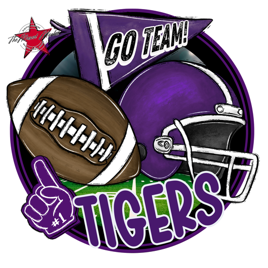 Tigers Circle Football Design-Purple
