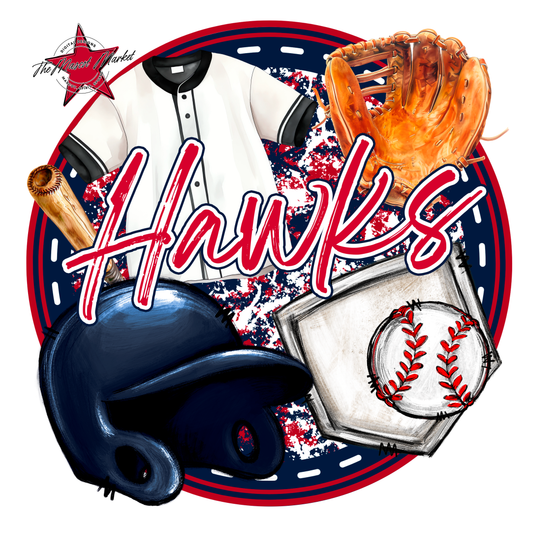 Hawks Circle Baseball Design-Navy-Red