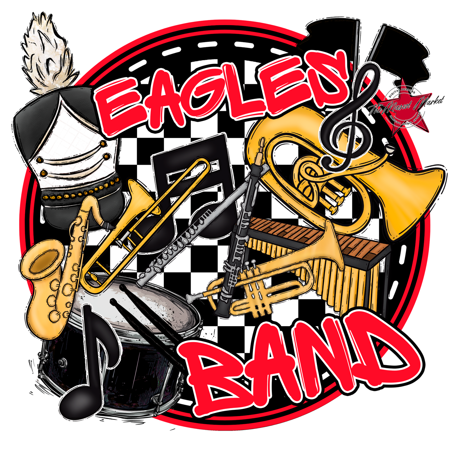 Eagles Circle Band Design-Red