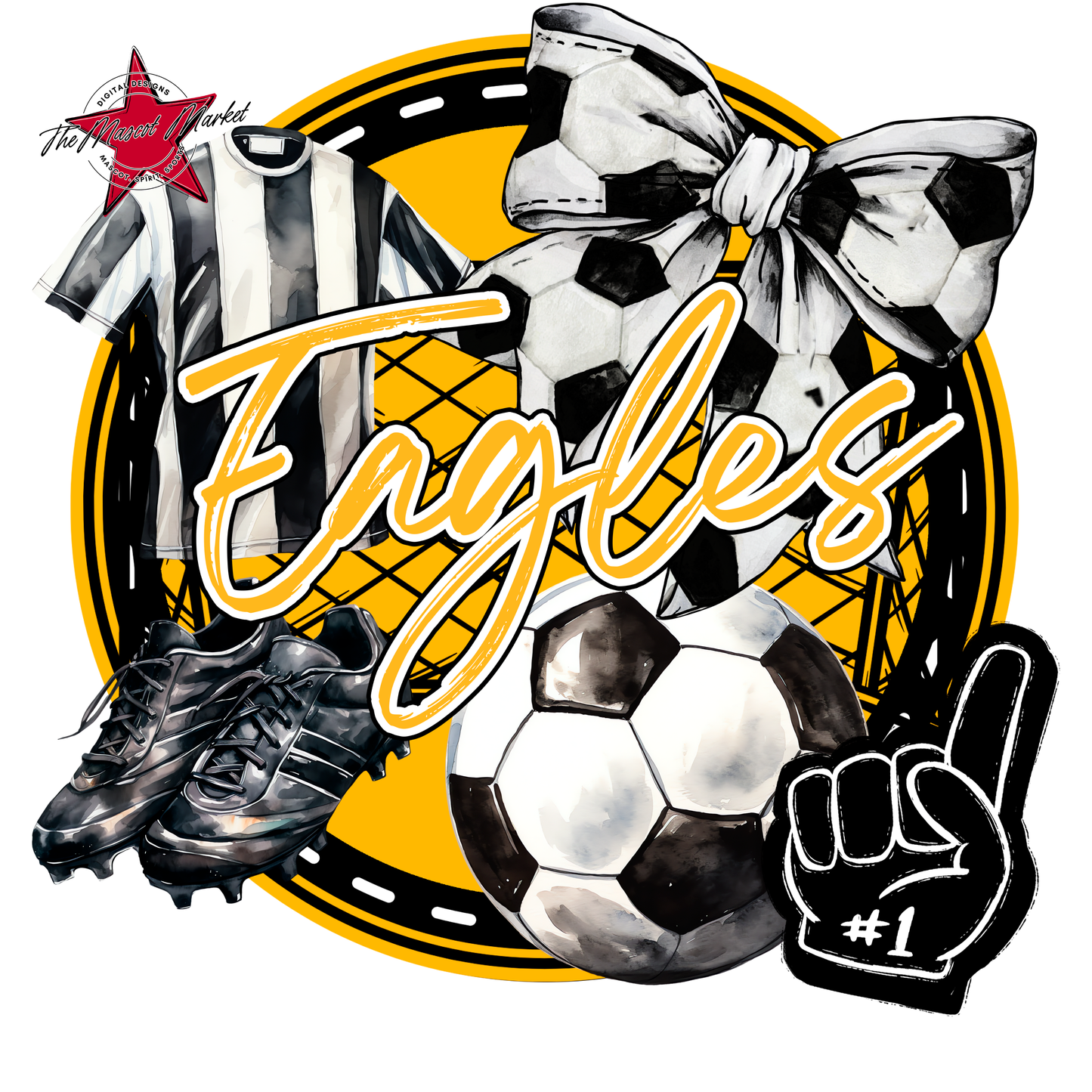 Eagles Circle Soccer Design-Yellow