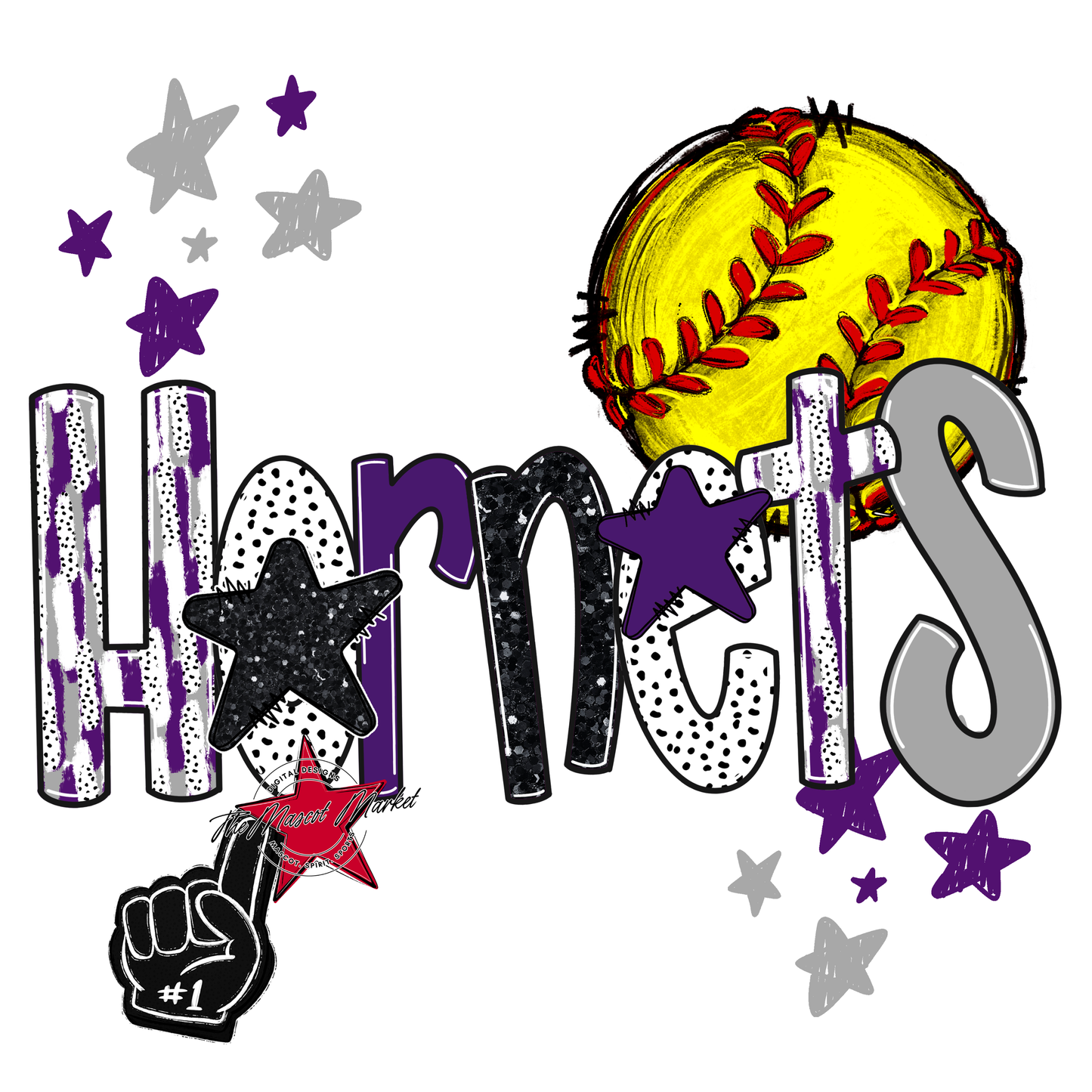 Hornets Softball Scrape-Purple-Grey