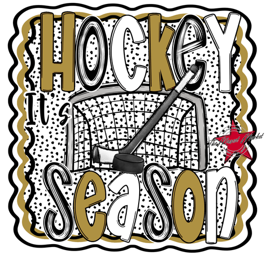 It's Hockey Season Dot Design-Gold